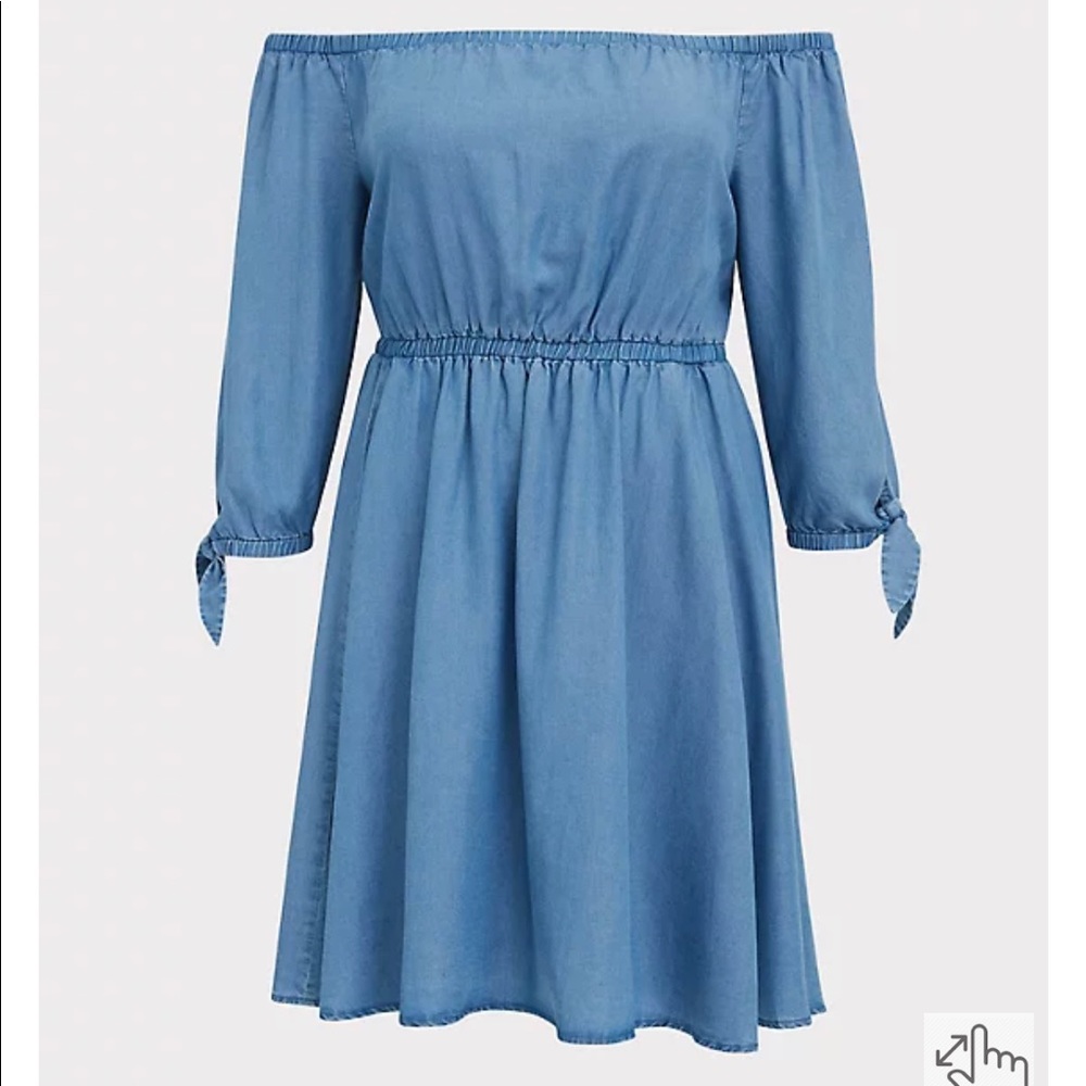 Torrid BLUE CHAMBRAY OFF THE SHOULDER SKATER DRESS 2X 18/20 new. No tags.